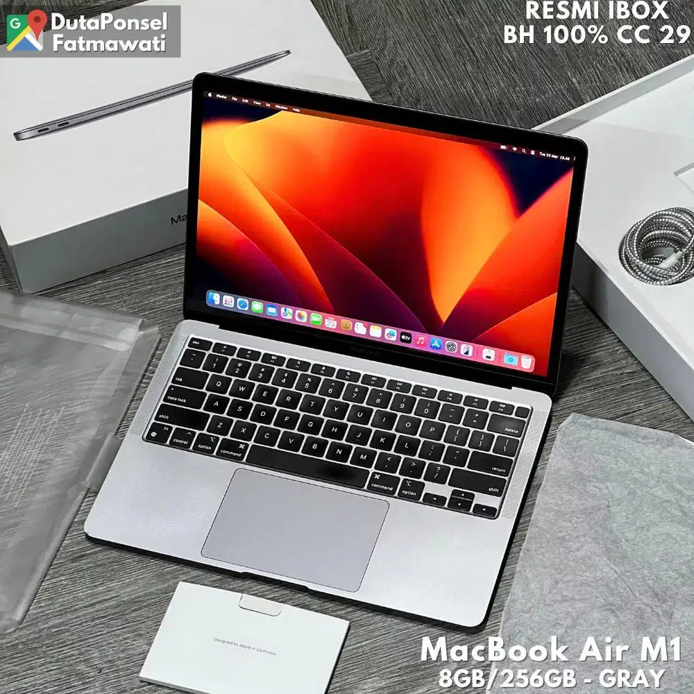 MACBOOK AIR M1 CHIP M1 8GB/256GB BH 100% RESMI IBOX