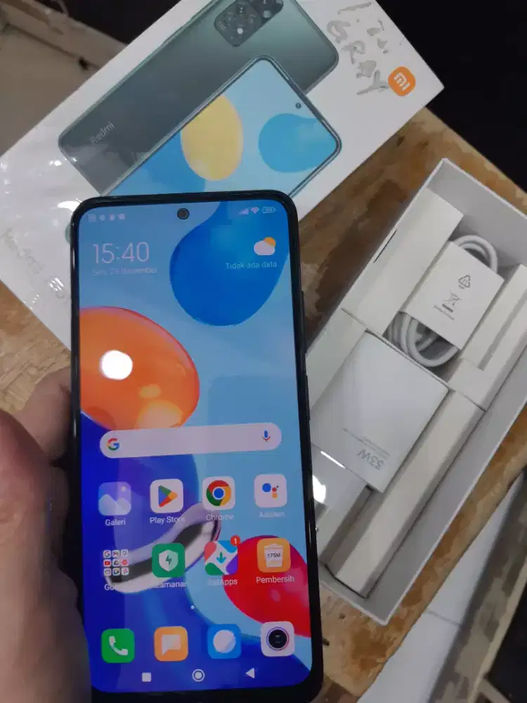 Jual xiaomi note 11 4/128 second full set mulus