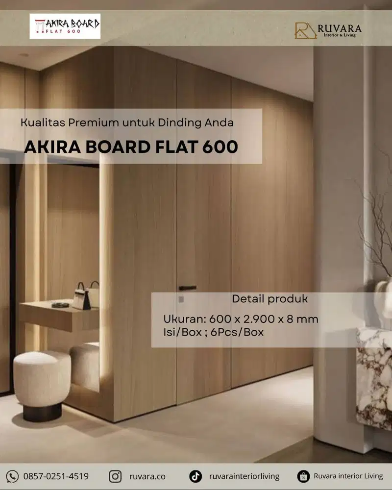 Akira Board Flat 600 – Wall Panel PVC Premium | Anti Air, Anti Rayap,