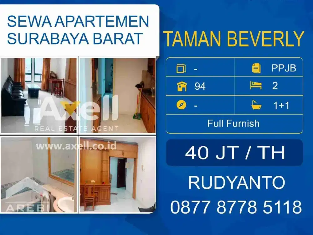 Apartemen Taman Beverly Disewakan Full Furnish