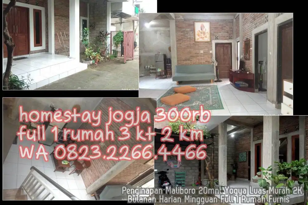Penginapan Maliboro 20mnt Yogya Luas Murah 2K  Bulanan Harian Mingguan