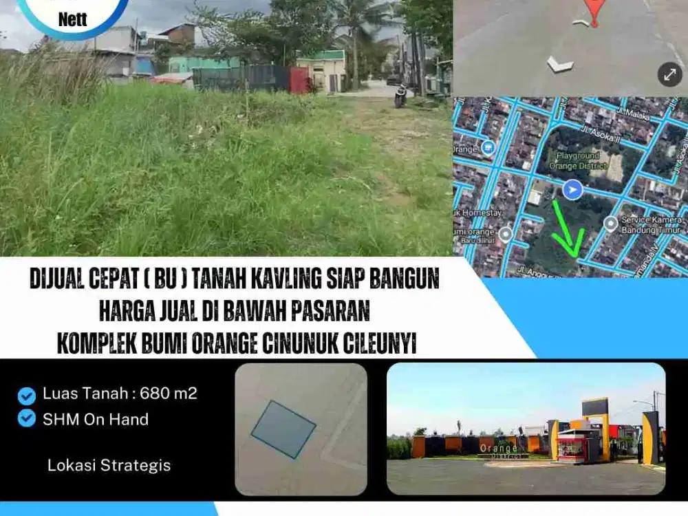 Dijual Cepat ( BU ) Tanah Kavling siap bangun
Harga Jual di Bawah Pasaran
Komplek Bumi Orange Cinunuk Cileunyi