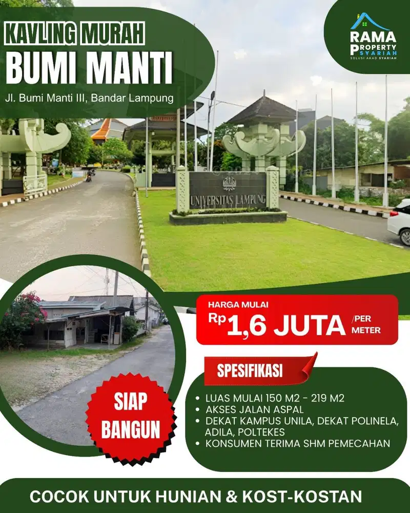 DIJUAL TANAH KAVLING KOS KOSAN DKT KAMPUS UNILA