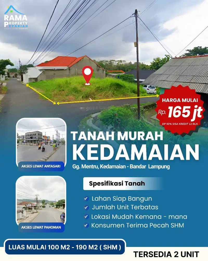 Tanah Kavling Siap Bangun TANJUNG RAYA, Bandar Lampung