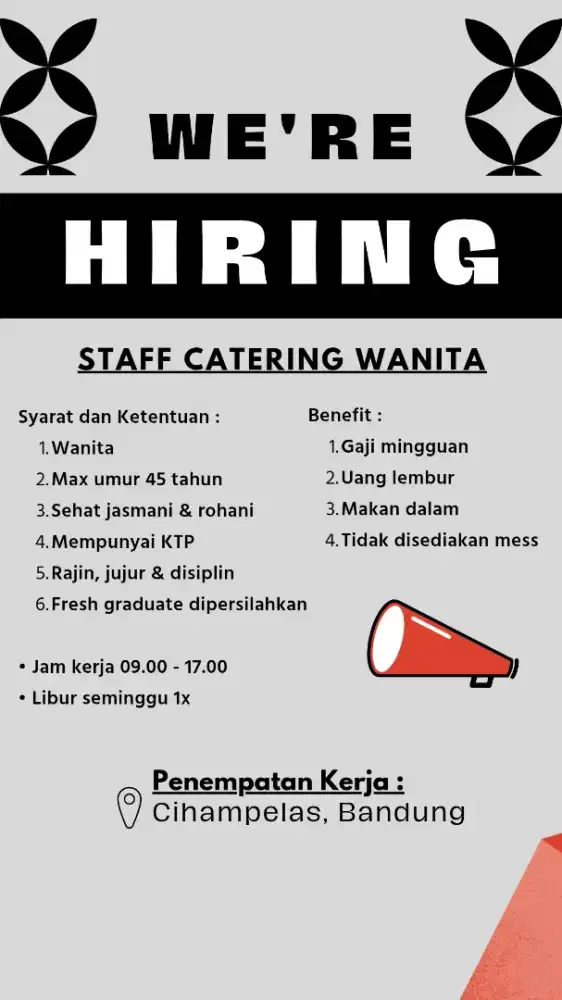 Loker staff catering wanita bandung