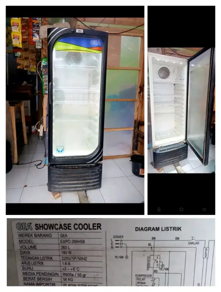 Jual SHOWCASE gea 260 liter 4 rak normal