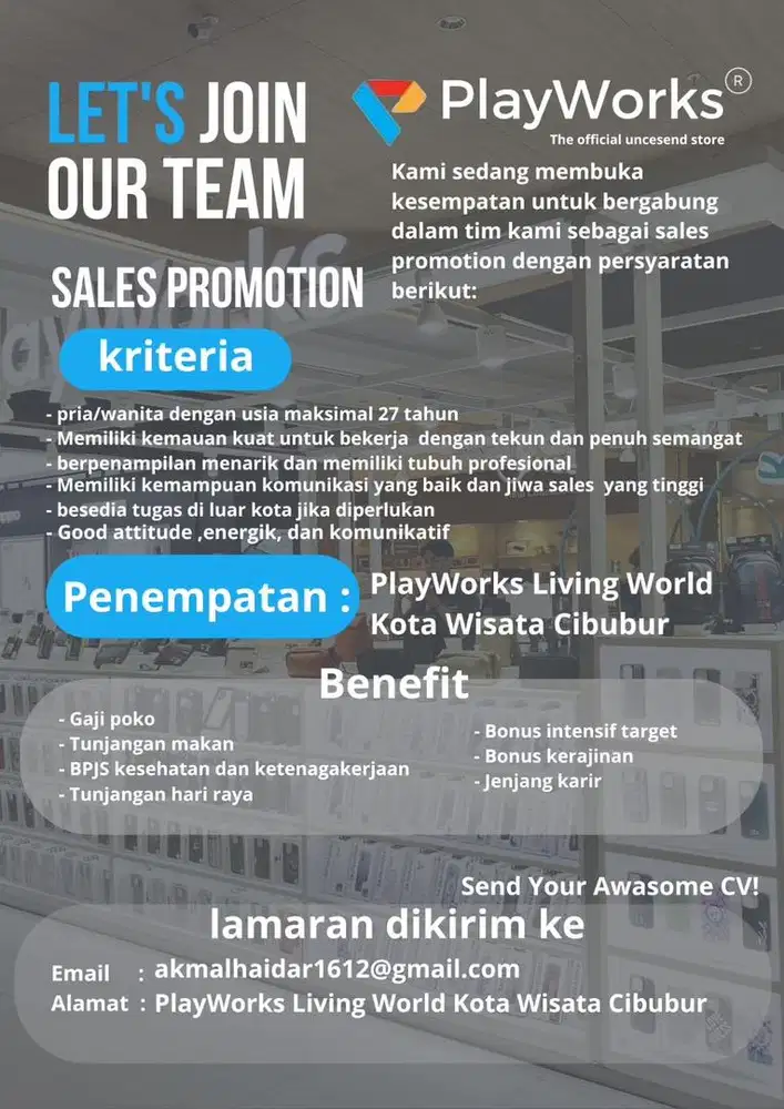 Dibutuhkan segera posisi sales