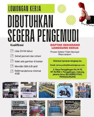 Masi Dibuka Lowongan Driver PT Bluebird group (gratis)