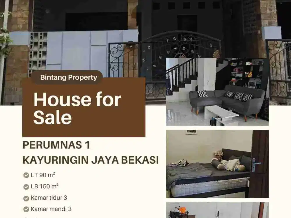 Dijual rumah di Perumnas Kayuringin Jaya Bekasi