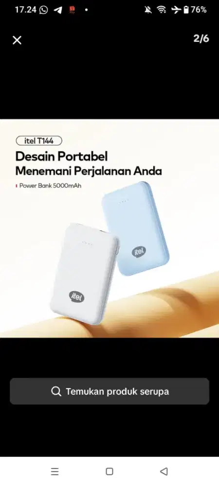 Jual cepat power bank itel 5000mah barang baru harga nett