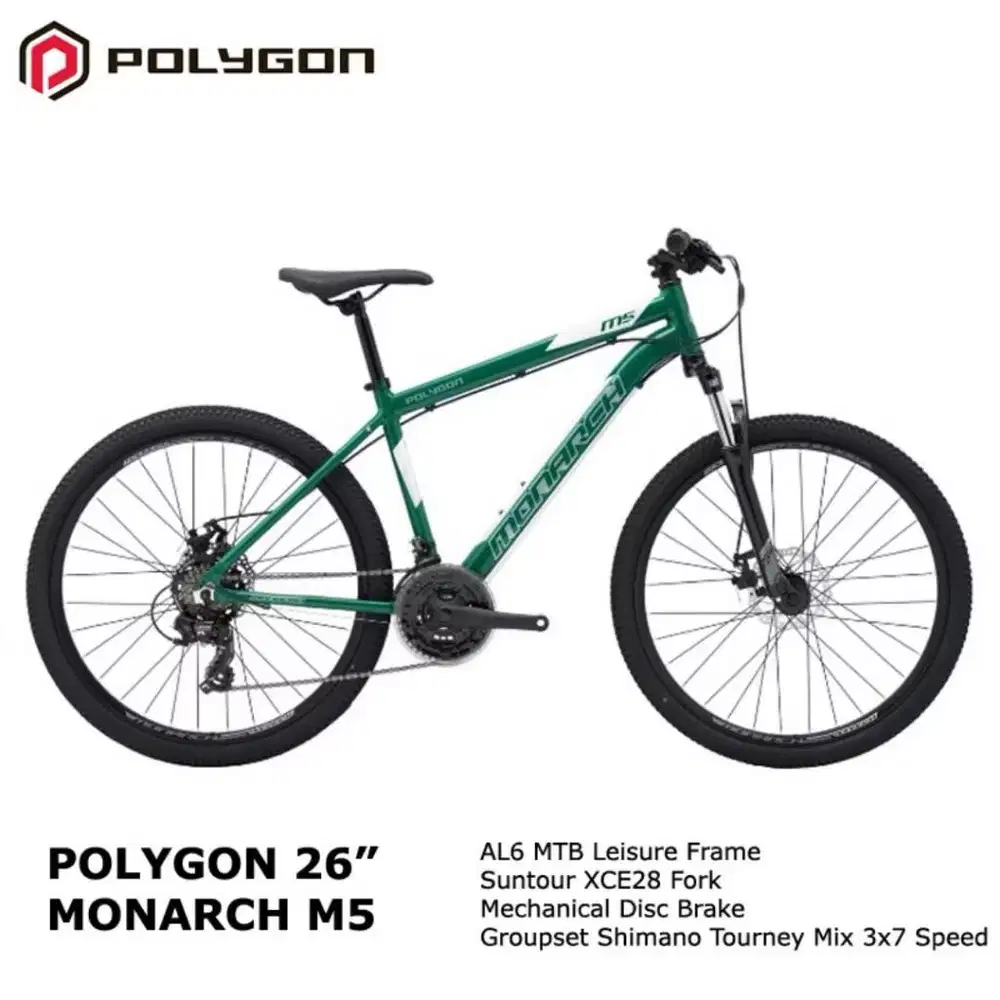 Sepeda Polygon MTB Monarch M5 Green-White 26 3X7 SPEED M