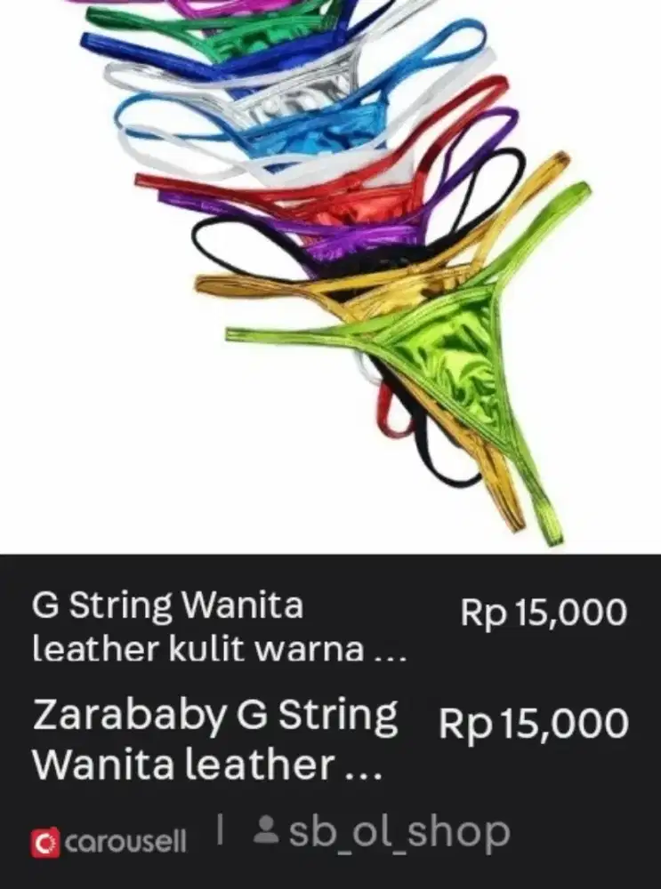 Zarababy G String Wanita leather kulit warna hitam