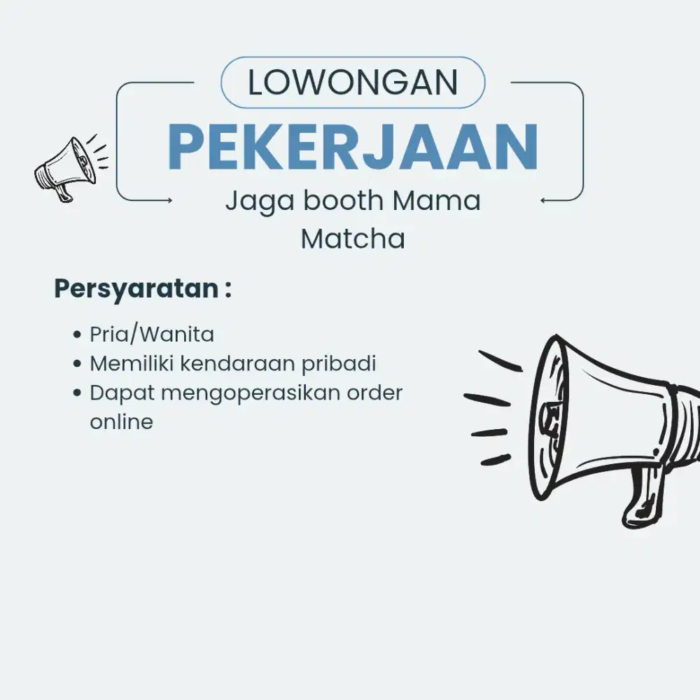 Lowongan kerja jaga booth mama matcha