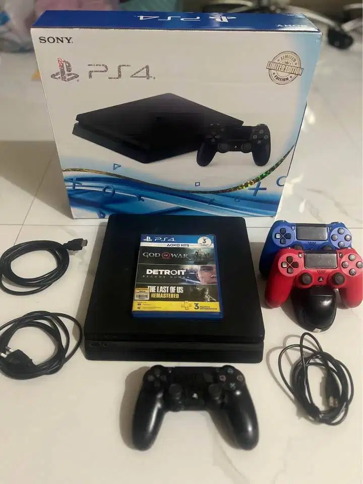 PS4 Slim 1TB Fullset + 3 Stik | BONUS Banyak | Mulus