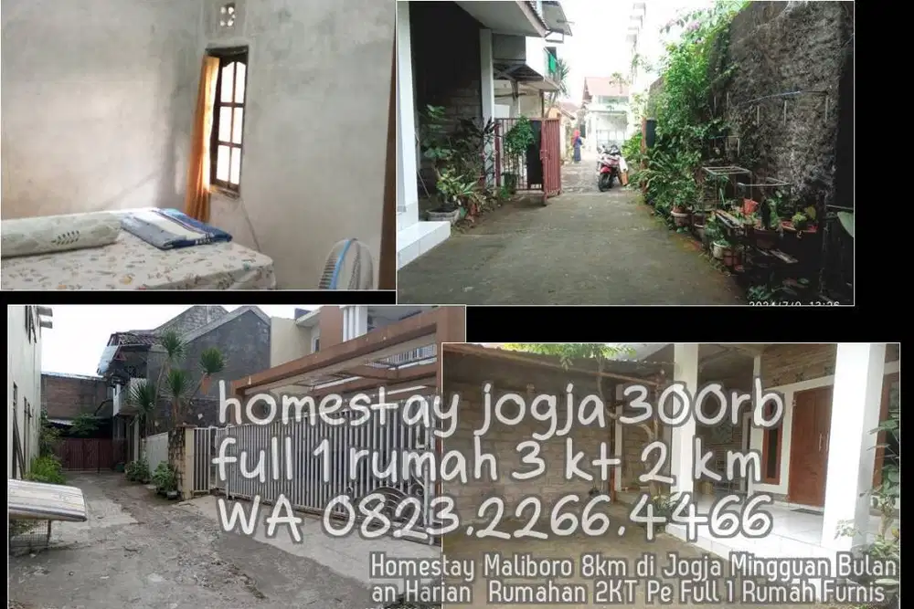 Homestay Maliboro 8km di Jogja Mingguan Bulanan Harian  Rumahan 2KT Pe