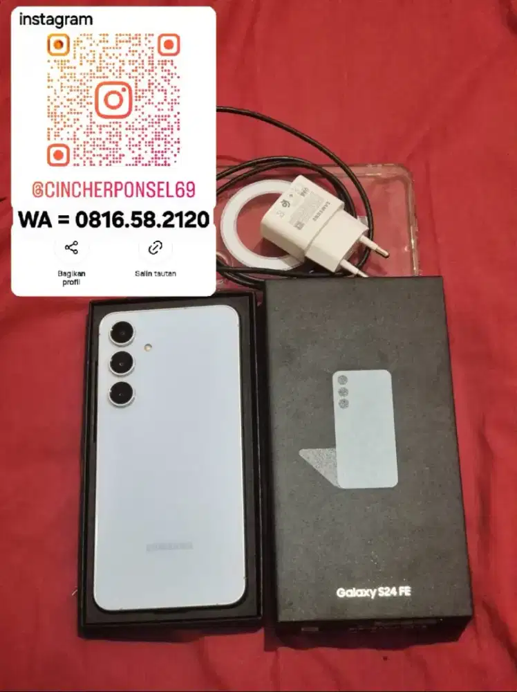 Jual hp likeNEW SAMSUNG S24 fe 5g 8/256 grs 4 2026 FREE adaptor n case