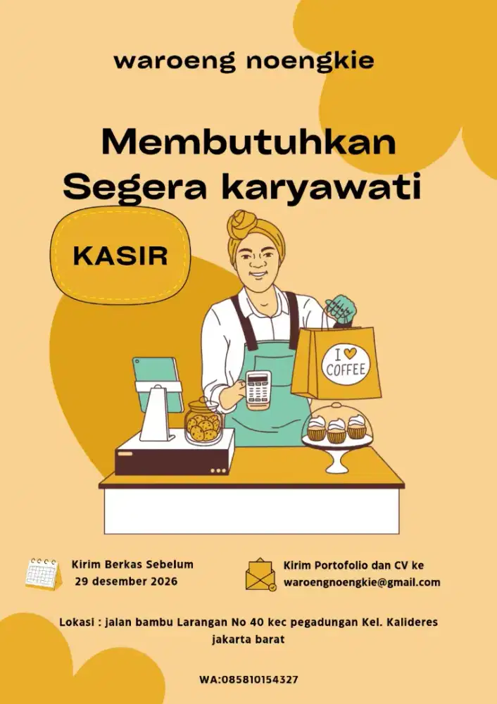 Lowongan kerja di kafe sebagai kasir