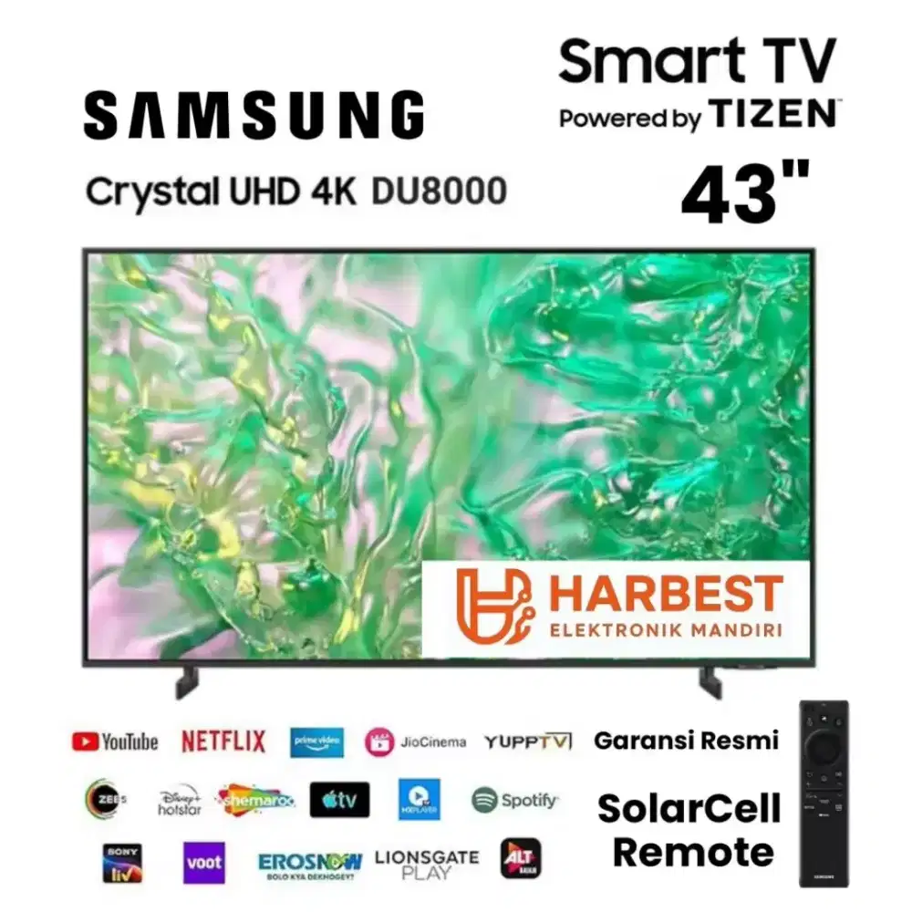 SAMSUNG Crystal 4K Smart TV 43DU8000 HDR10+ Airplay Dolby Vision