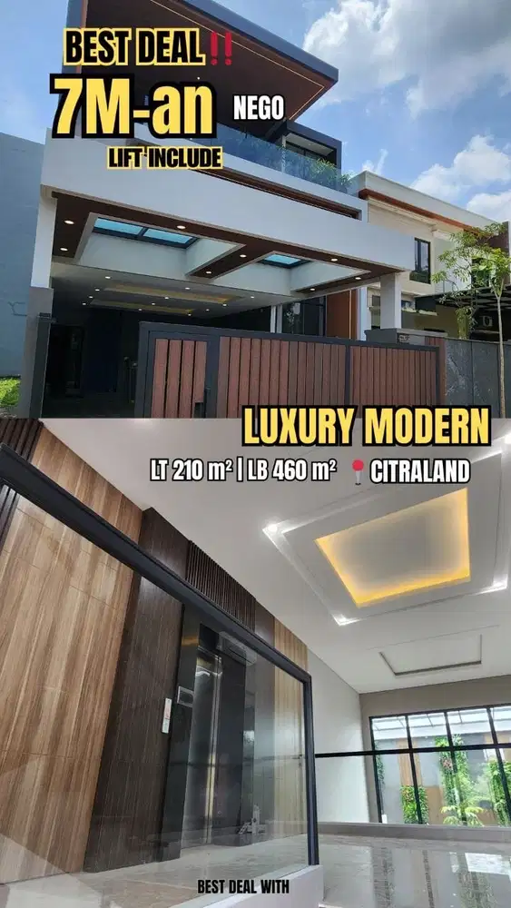 DIJUAL RUMAH MODERN MINIMALIS 3 LANTAI CITRALAND UTAMA! SUPER MEWAH!