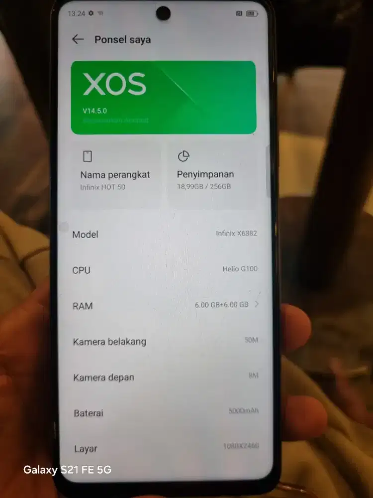 Infinix hot 50 6+6 internal 256 4g Nfc
