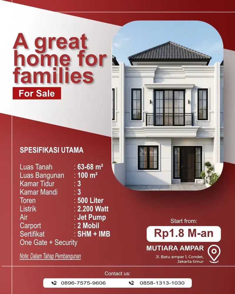 Rumah Baru 2 Lantai Mewah di Batu Ampar 1 – SHM + IMB