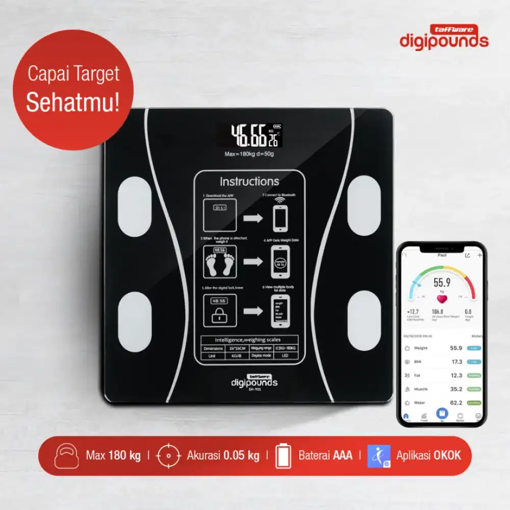 Digipounds Timbangan Badan Digital Scale 180kg