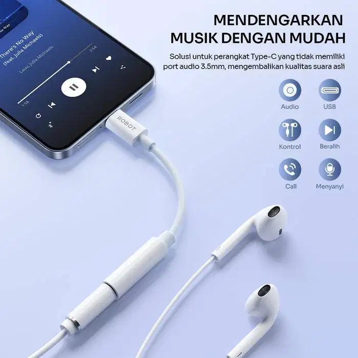 ROBOT RUC03 Converter Adapter Type-C to Audio Jack 3.5mm Kabel Hub