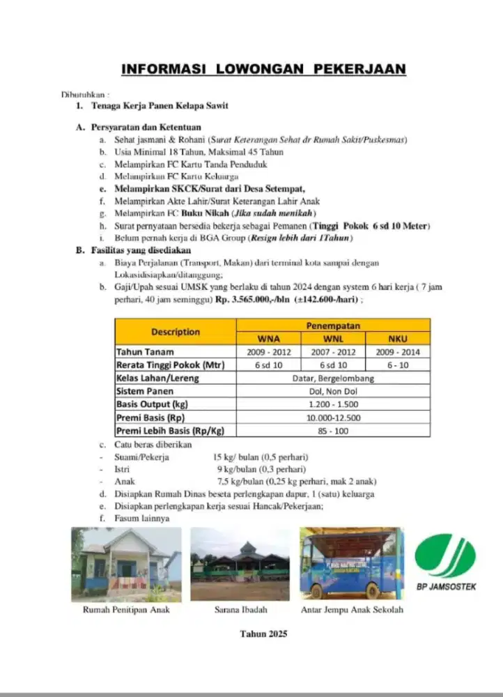 Cari karyawan pemanen lanjang Dan pasutri