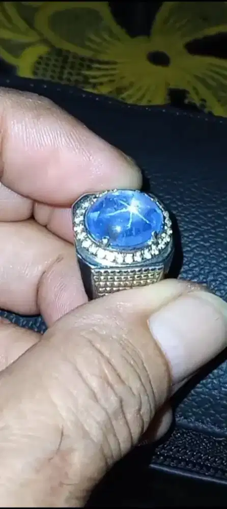 Cincin Star sapphire -7 CRT Srilangka Ring Perak Boss