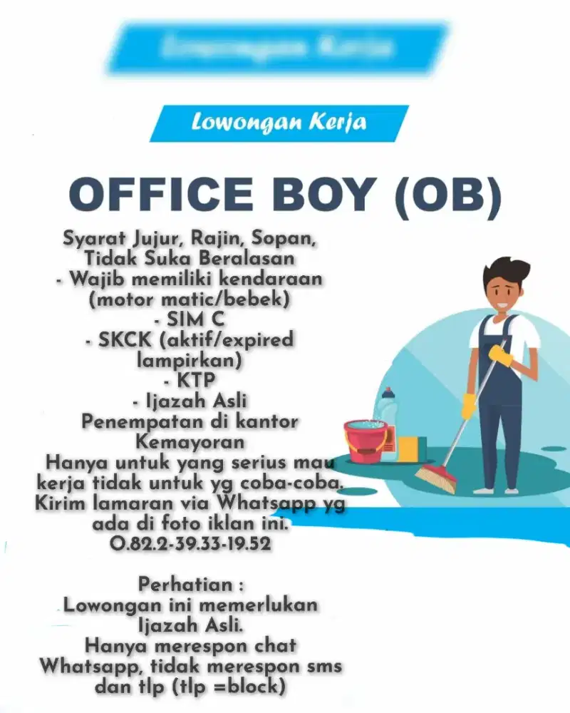 Dibutuhkan Office Boy/Girl segera