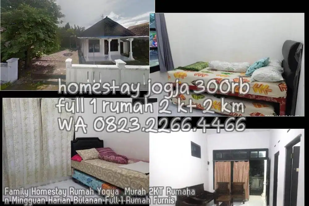 Family Homestay Rumah Yogya  Murah 2KT Rumahan Mingguan Harian Bulanan