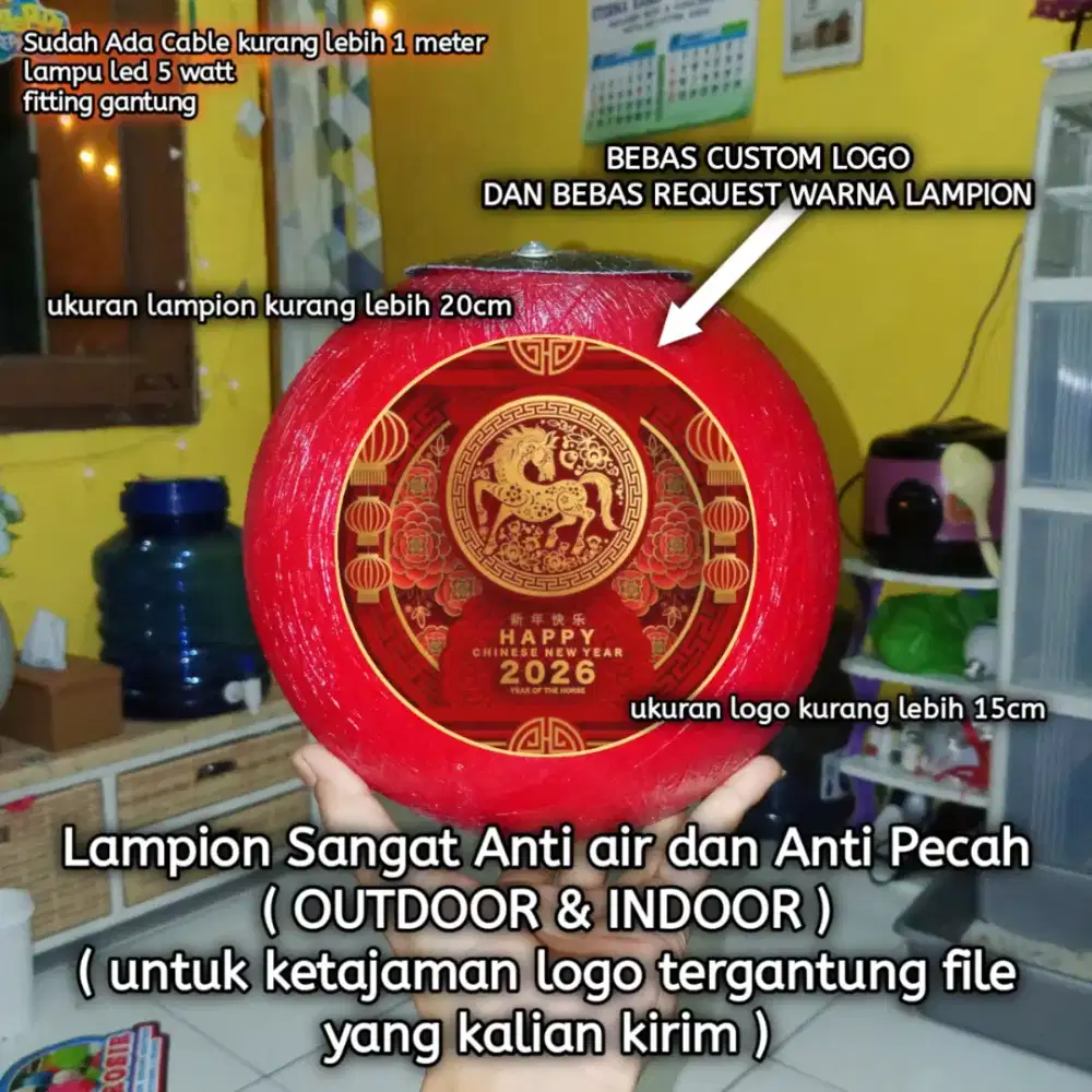 Custom logo lampion benang gantung outdoor dan indoor