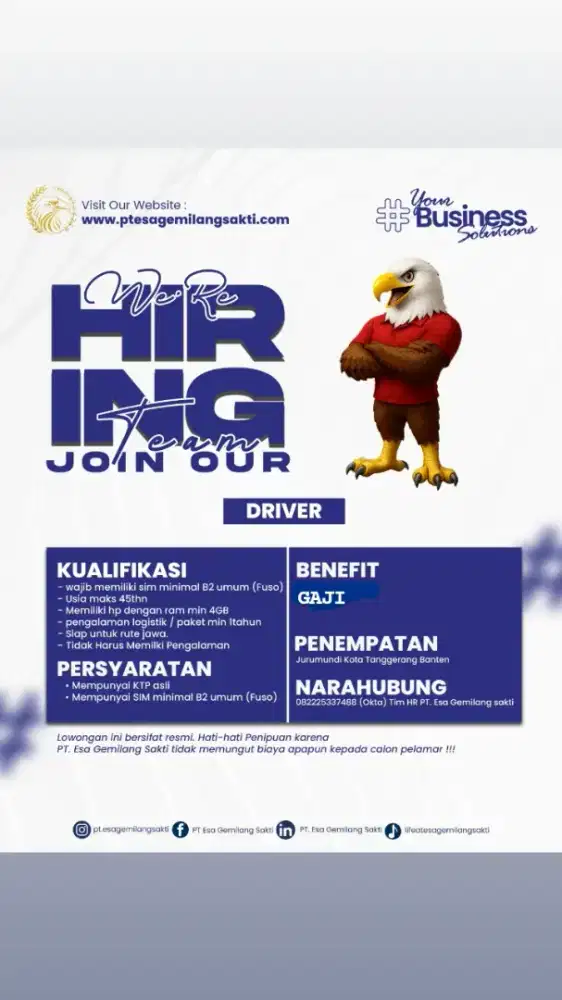 DRIVER SIM B1 UMUM/B2 UMUM JNT EXPRESS TANGGERANG