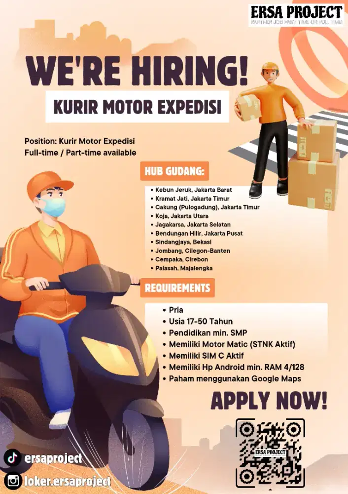 Dibutuhkan Daily Worker Kurir Motor Paket Expedisi