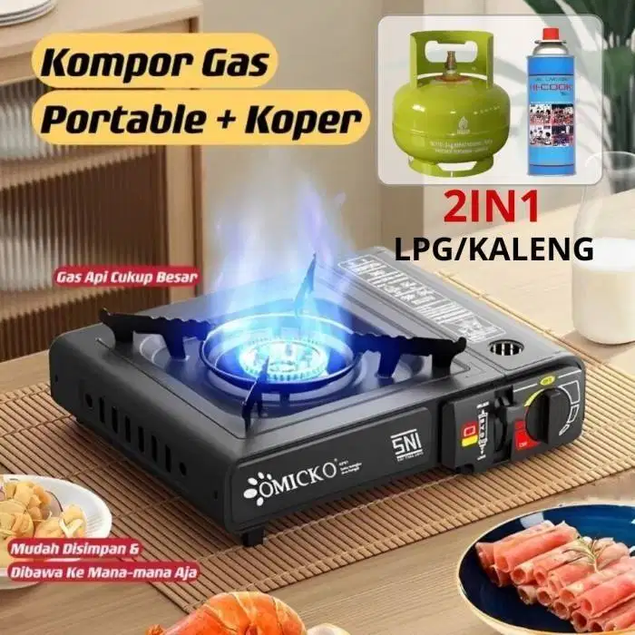 Kompor Gas Portable 2in1 Alat Masak 1 Tungku Anti Karat Untuk Camping