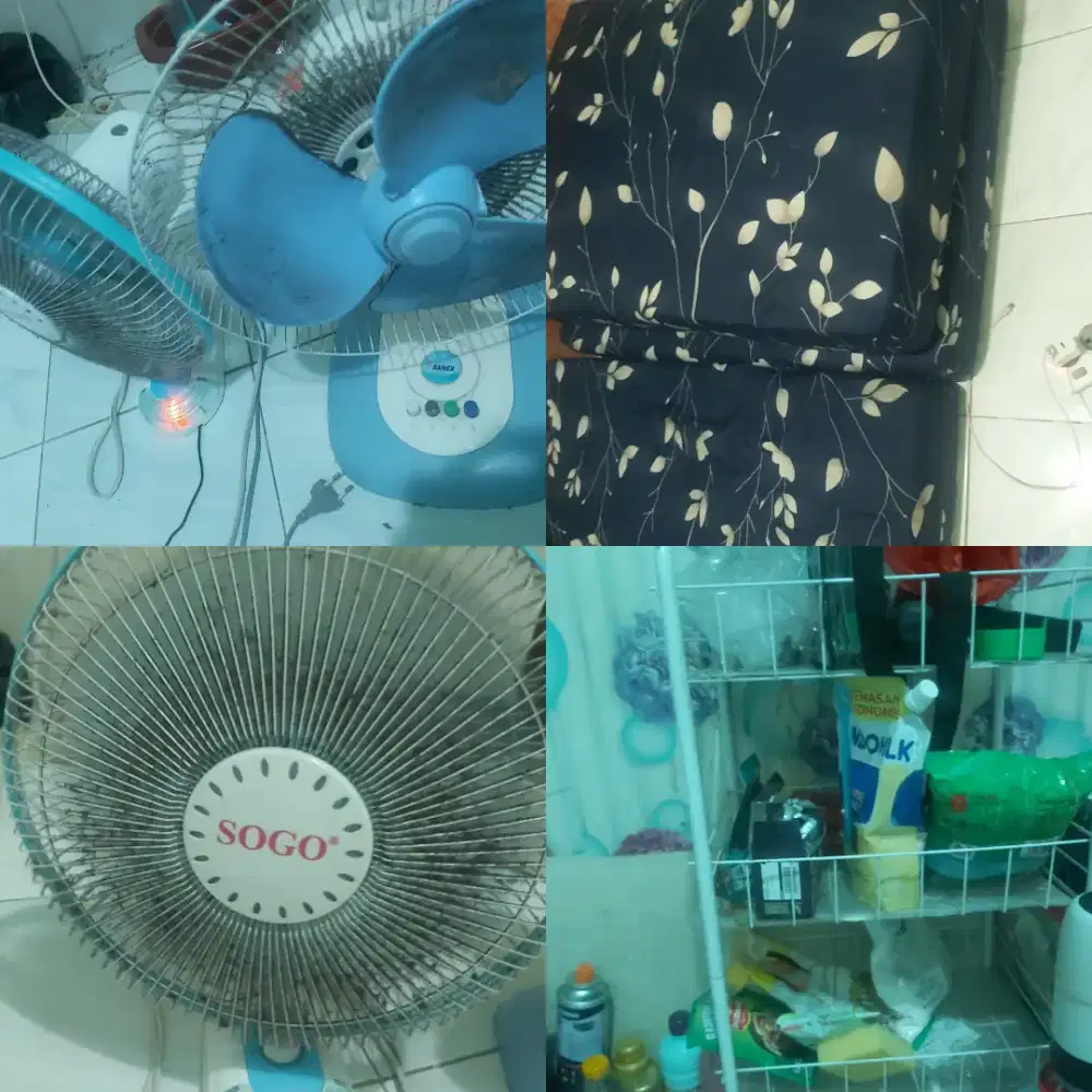 jual cepat sekaligus: kasur lipat, kipas 2 dan rak piring