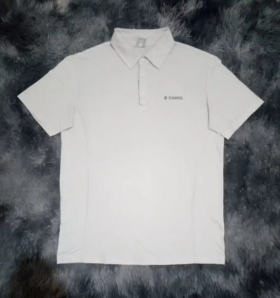 Kaos Kerah Olahraga Lengan Pendek K-Swiss Polo Shirt Putih Size XL