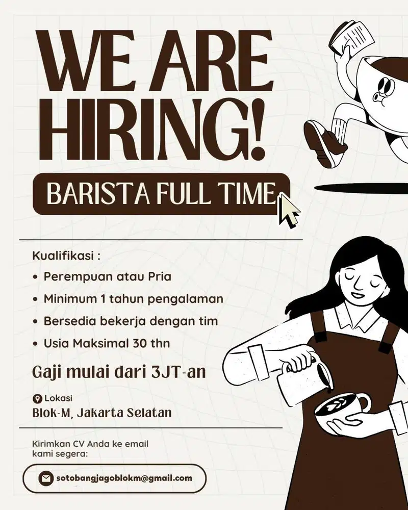 Butuh cepat Barista Full Time