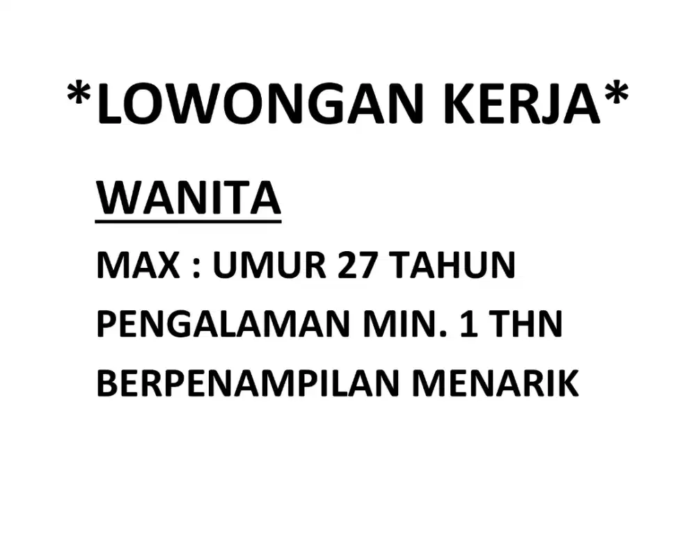Di butuhkan segera Lowongan kerja cewek