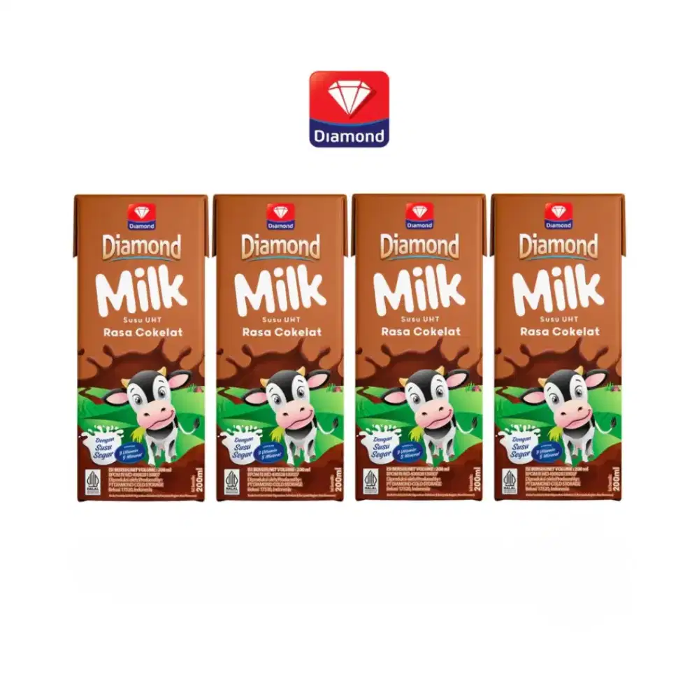 SUSU DIAMOND 200ML RASA COKLAT,  STRAWBERRY,  BUBBLE GUM