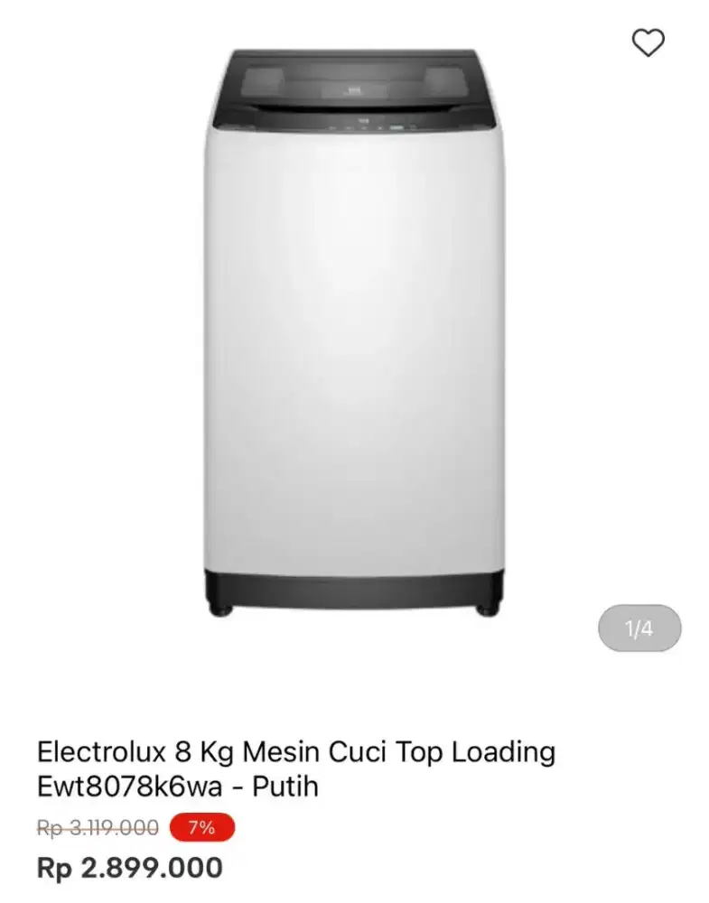 MESIN CUCI ELECTROLUX TOP LOADING EWT8078K6WA