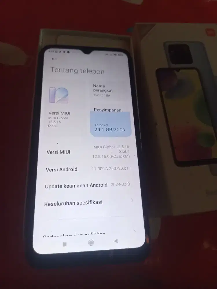 redmi 10A SECOND Ram 3/32 fullset no minus