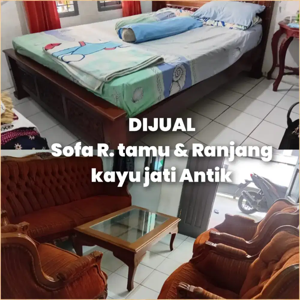 Sofa Set  R.Tamu & Ranjang 160x200 kayu jati Antik