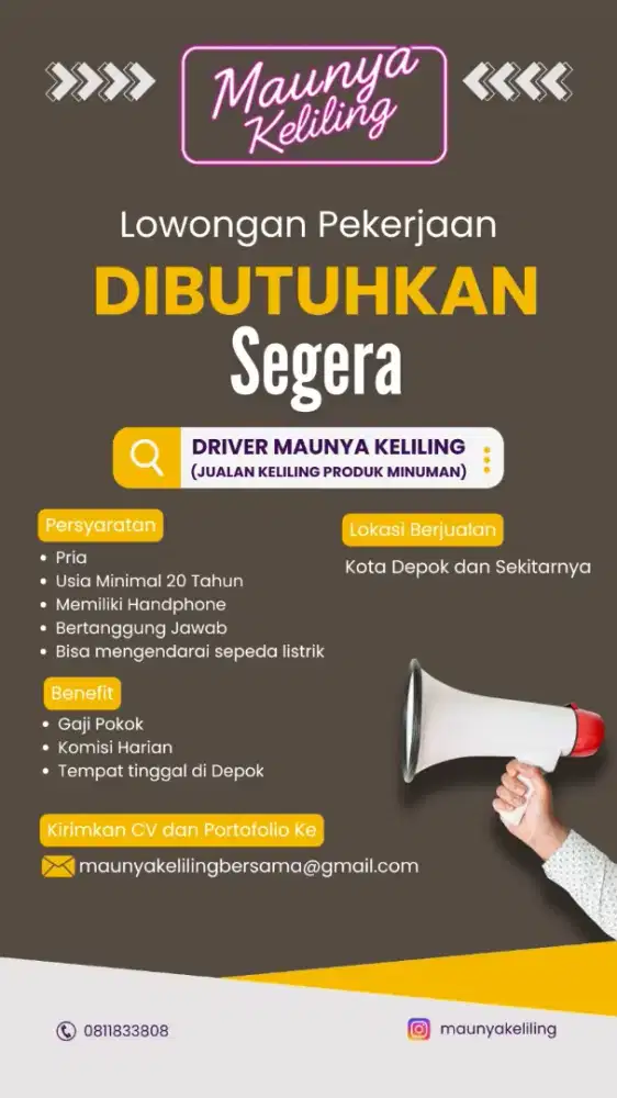 Di butuhkan segera drever kopi keliling