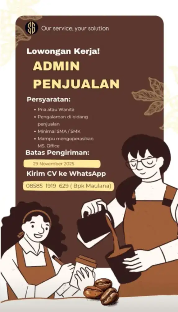 Butuh Cepat staf 2 orang