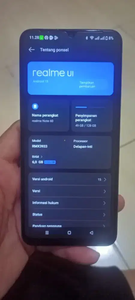 Realme note 60 dus ada casan ada
Ram 6+12  internal128gb , 100% ori