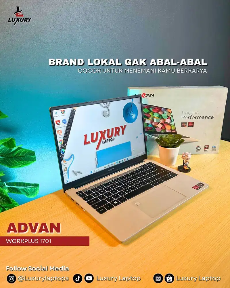 LAPTOP ADVAN WORKPLUS 1701 SLIM RYZEN 5 JUAL MURAH RAM SSD BU