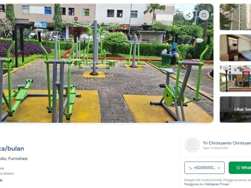 Pancoran - Kalibata City - 2 B.R- Semi Furnished.