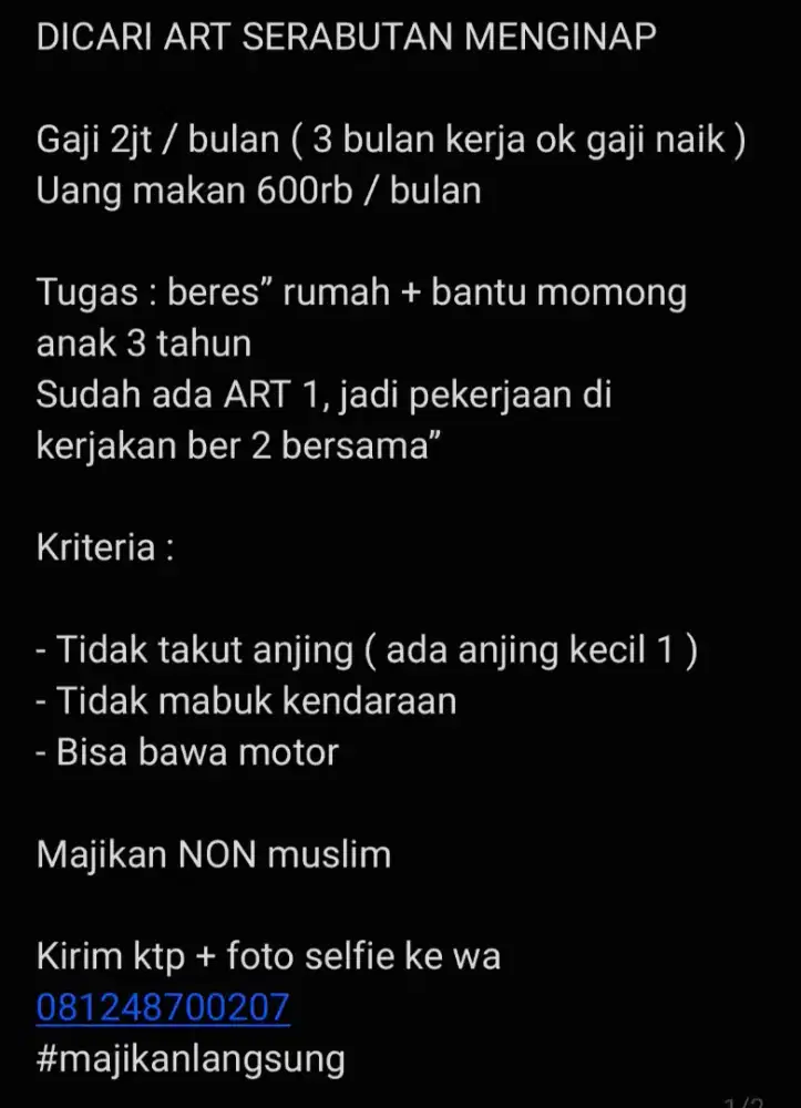 DICARI ART SERABUTAN MENGINAP