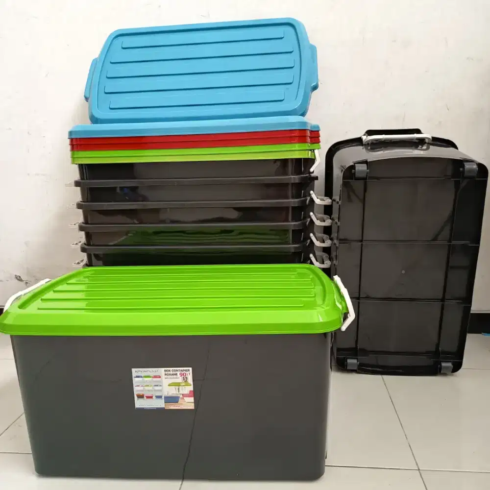 Container Box Kimplast 90 Liter Hitam Tutup Warna